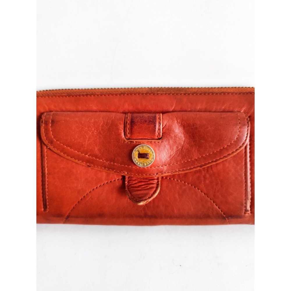 Cole Haan Zip Around Camel Tan Smooth Leather Organizer Outer Pockets Preppy